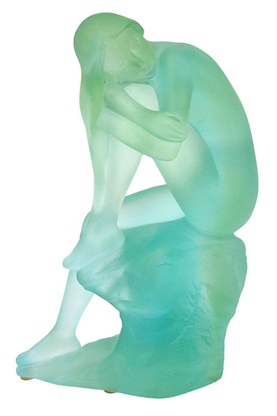 Crystal Glass Lady sitting On Rock - Click Image to Close